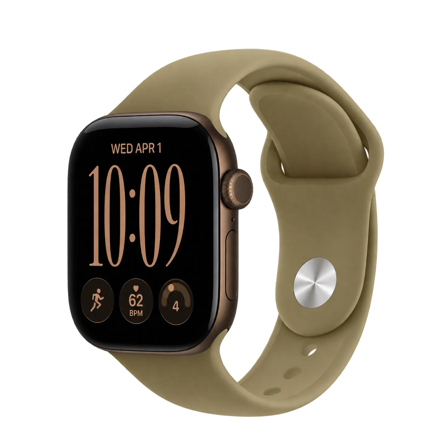Apple Watch Series 12 42mm Dark Bronze Aluminum Case with Olive Sport Band