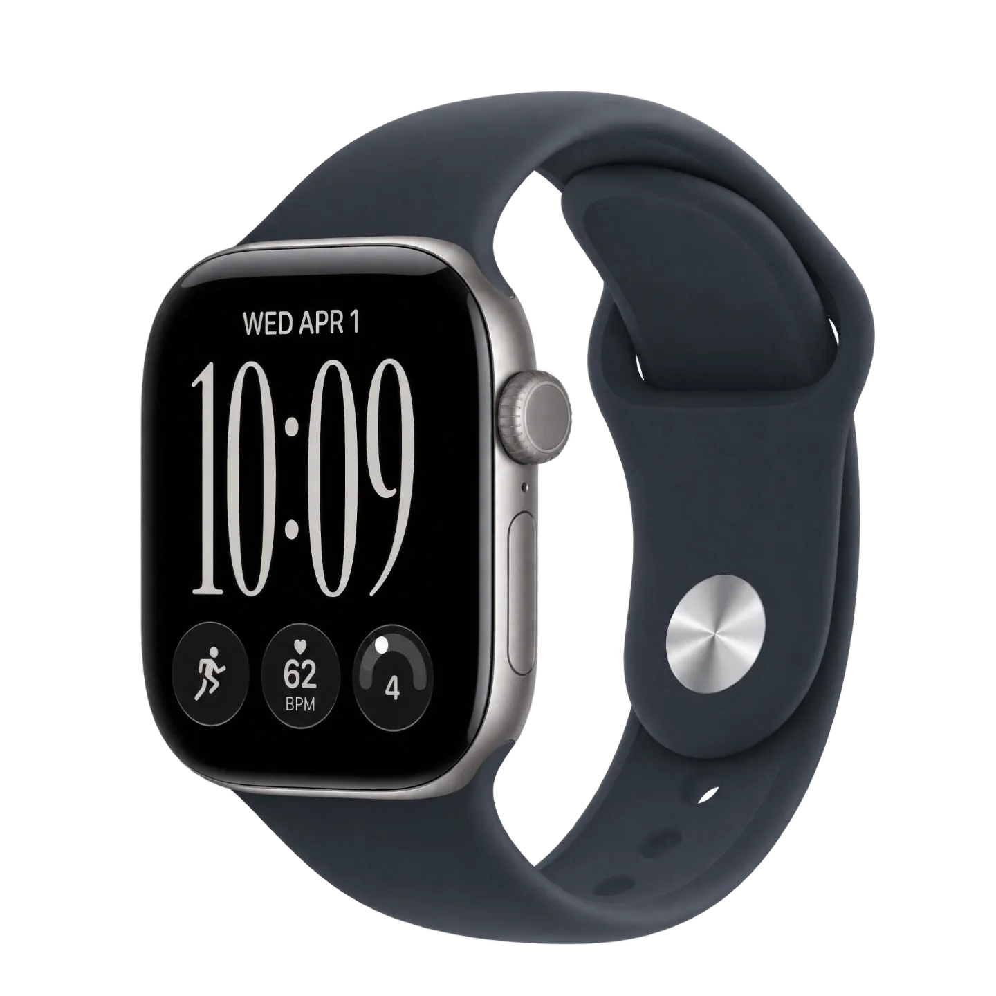 Apple Watch Series 12 42mm Space Gray Aluminum Case with Navy Blue Sport Band