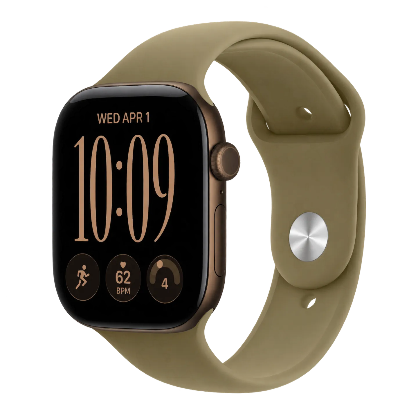 Apple Watch Series 12 46mm Dark Bronze Aluminum Case with Olive Sport Band